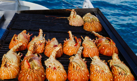 freshly grilled crawfish or lobsterの写真素材