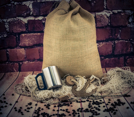 freshly roasted brown coffee beansの写真素材