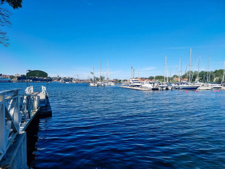With the cruise ship through the archipelago of Stockholm Swedenの写真素材