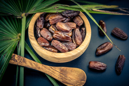 Fruits of the date palm Phoenix dactylifera Finger of lightの写真素材