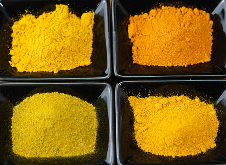 different kinds of Turmeric Curcuma longa curry mixの写真素材