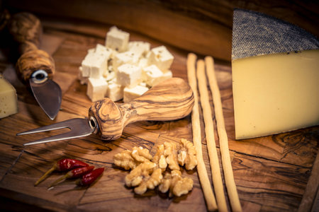 Variations of greek cheese on a plateの写真素材