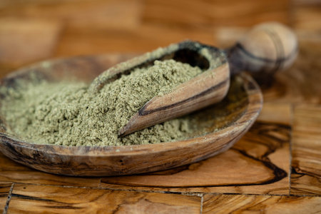 Sage leaves on olive wood