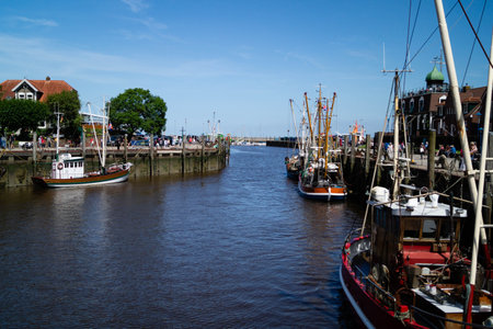 small fishing village on the German North Sea coastの写真素材