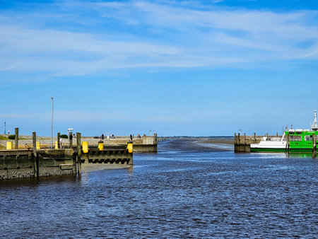 small fishing village on the German North Sea coastの写真素材