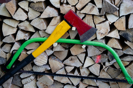 a stack of firewoodの写真素材