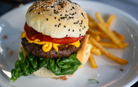 grilled burgersの写真素材