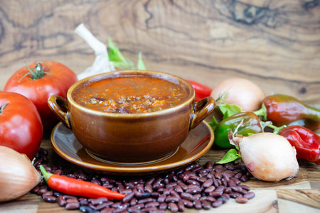 Ingredients for a spicy fruity chilli con carneの写真素材