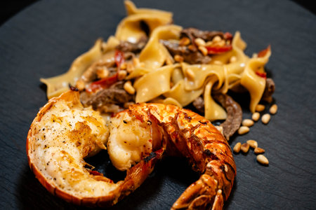 Surf and turf fillet steak and lobsterの写真素材