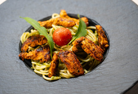 wild garlic for a green pestoの写真素材