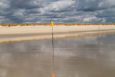 at the beach of Blavand in Denmarkの写真素材