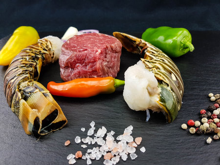 Surf and turf fillet steak and lobsterの写真素材