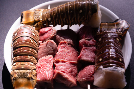 Surf and turf fillet steak and lobsterの写真素材