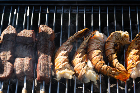 Surf and turf fillet steak and lobsterの写真素材