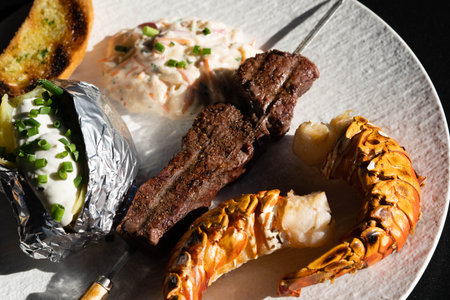 Surf and turf fillet steak and lobsterの写真素材