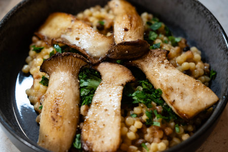 King oyster mushrooms are a popular side dishの写真素材