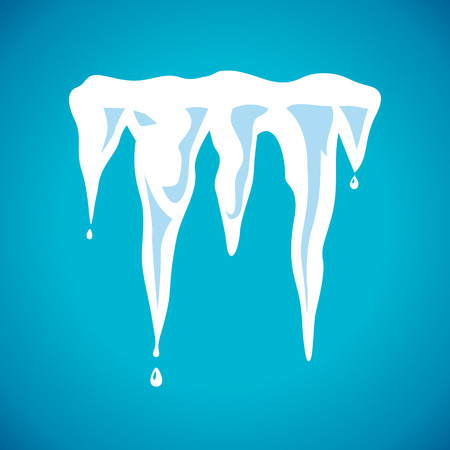 Spring melting icicles isolated on blue backgroundのイラスト素材