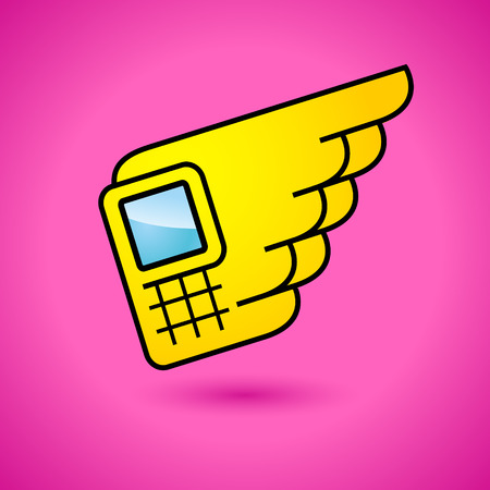 Identity corporate phone with wing symbol Isolated on pink backgroundのイラスト素材