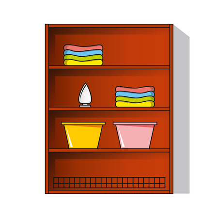 Previous furniture storage cupboard with shelves on a white backgroundのイラスト素材