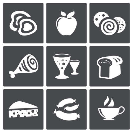 Collection of icons on the food and drinksのイラスト素材