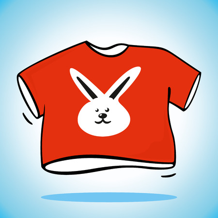 T-shirt with rabbit isolated on a blue backgroundのイラスト素材