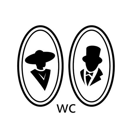 male and female toilets sign isolated on a white backgroundのイラスト素材