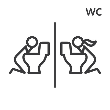 male and female toilets sign isolated on a white backgroundのイラスト素材