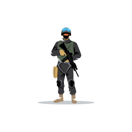 Man in military equipment for special operations.のイラスト素材