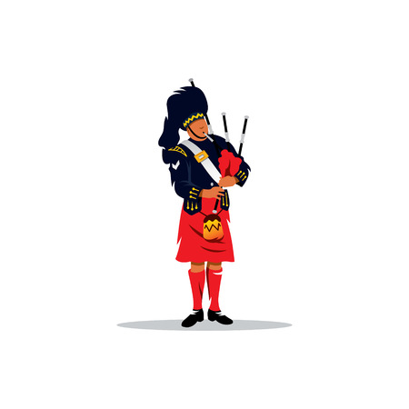 A man in traditional dress with a musical instrument in their hands.のイラスト素材