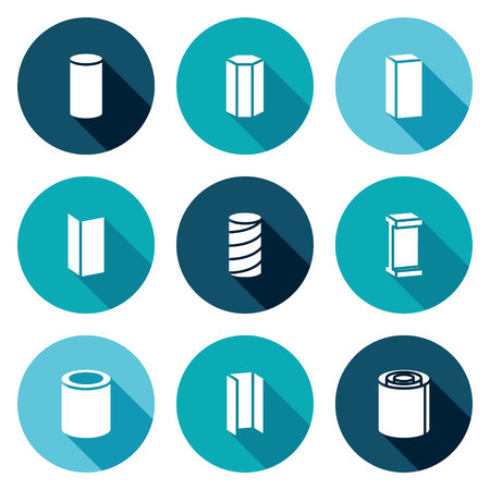 Isolated Flat Icons collection on a color background for designのイラスト素材