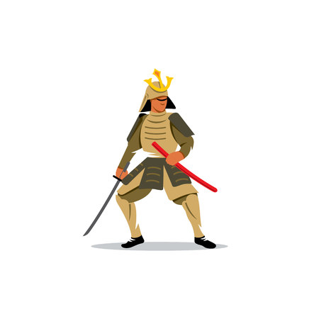 Warrior With Katana Sword on a white backgroundのイラスト素材