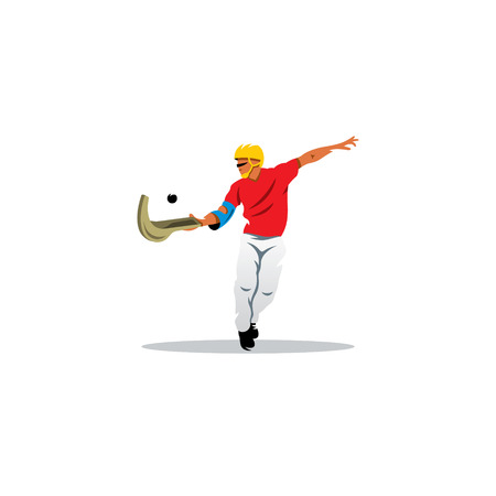 Athlete with a special curved chute catches the ball.のイラスト素材