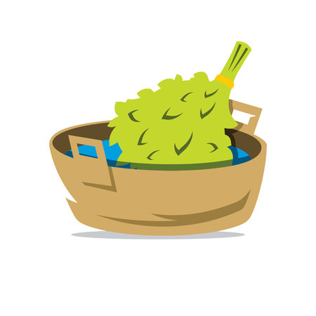 Bathroom attributes Broom and Basin Isolated on a White Backgroundのイラスト素材