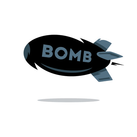 Flying black bomb Isolated on a white backgroundのイラスト素材