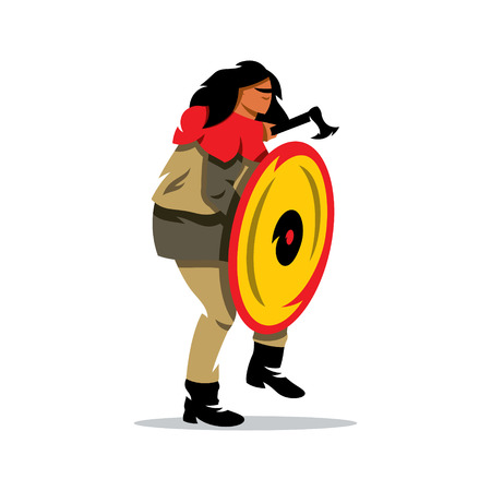 Barbarian Warrior in a defensive stance. Isolated on a white backgroundのイラスト素材