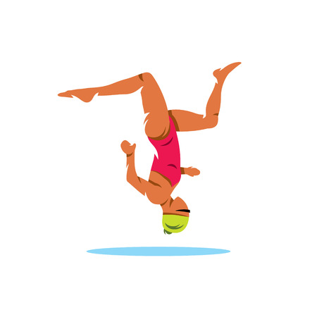 Swimmer upside perform exercises. Isolated on a white backgroundのイラスト素材
