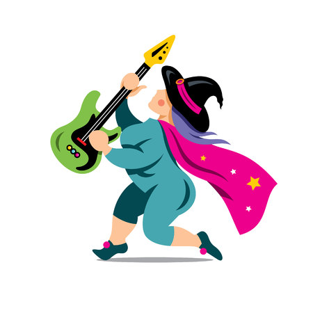 Magician guitarist. Isolated on a white Backgroundのイラスト素材