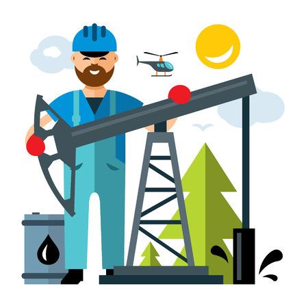 Oil Industry. Flat style colorful Cartoon illustration.のイラスト素材