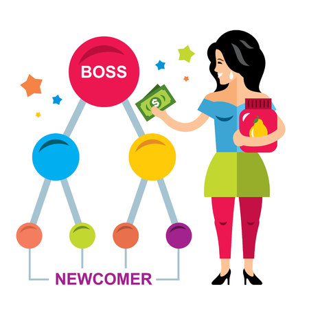 Vector Business pyramid, Network marketing concept. Flat style colorful Cartoon illustration.のイラスト素材