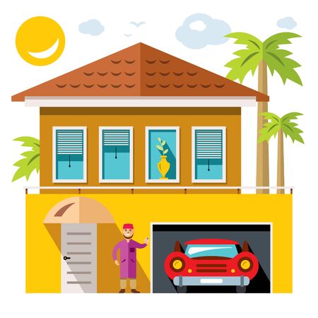 Vector Luxury House. Flat style colorful Cartoon illustration.のイラスト素材