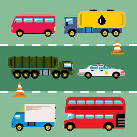 Vector Set of Transportation. Flat style colorful Cartoon illustration.のイラスト素材