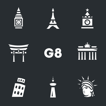Vector Set of G8 countries symbols Icons.のイラスト素材