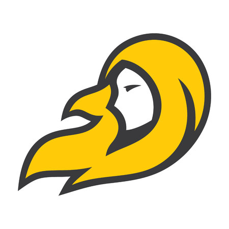 Blonde Girl abstract sign icon isolated on whiteのイラスト素材