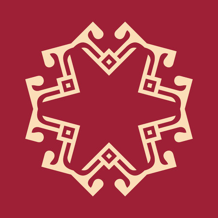 Symmetric abstract ornament isolated on red backgroundのイラスト素材