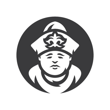 Vector Kazakh man in Historical clothes. Vector silhouette sign.のイラスト素材