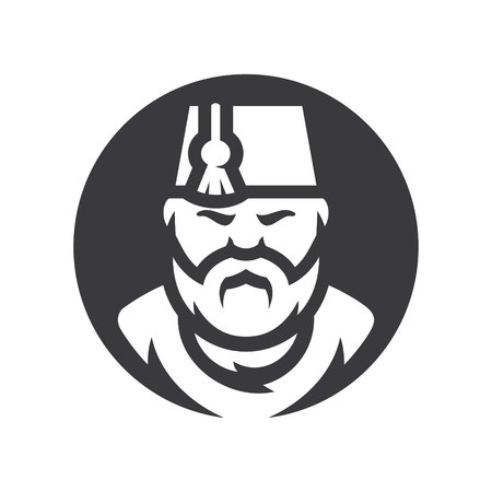 Turkish Man Wearing Fez Vector silhouette sign.のイラスト素材