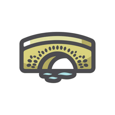 Stone Bridge over river Vector Cartoon illustrationのイラスト素材