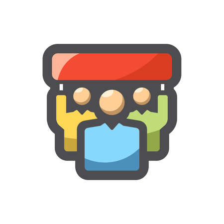 Crowd with banners. Demonstration, Protest Vector icon Cartoon illustrationのイラスト素材