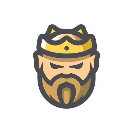 Bearded King with a Crown Vector icon Cartoon illustrationのイラスト素材