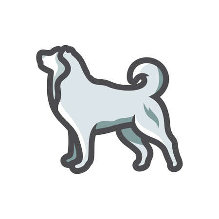 White fluffy Dog Vector icon Cartoon illustrationのイラスト素材
